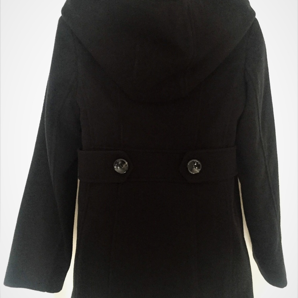 Style & Co Women's Duffy Wool Coat Trim Hooded - Picture 4 of 6